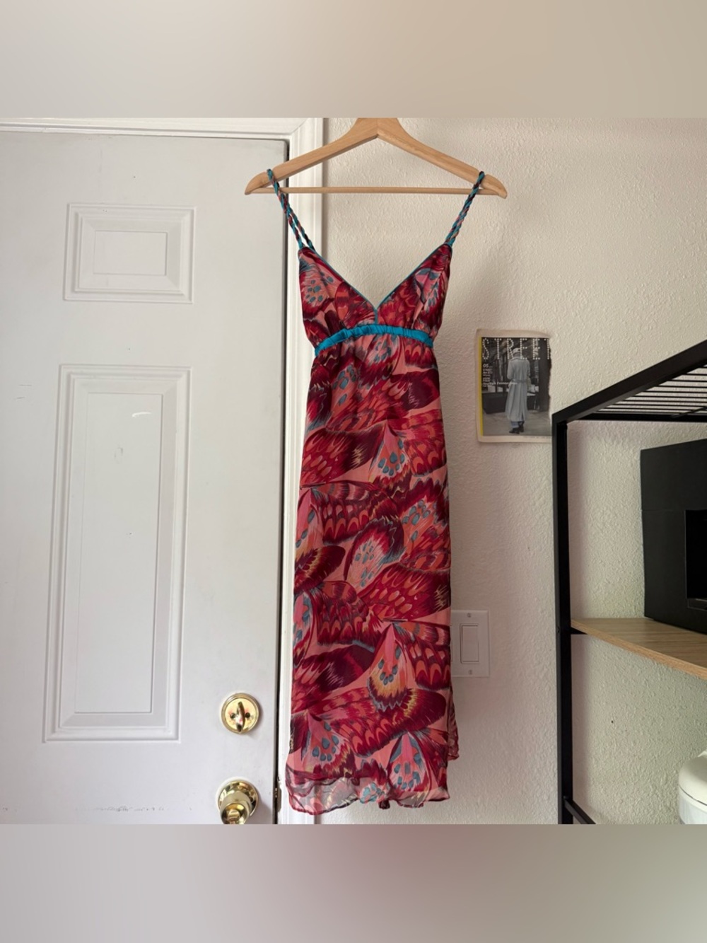 FEMALE SYBILE & MARILYNE red babydoll y2k feather butterfly v-neck mini dress